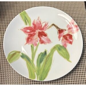 Paula Deen Amaryllis  8" Salad Plate Red Flowered Style K014